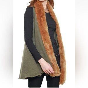 Faux Fur Cardigan Size 2XL Olive Fox Vest Plus Women’s NWT